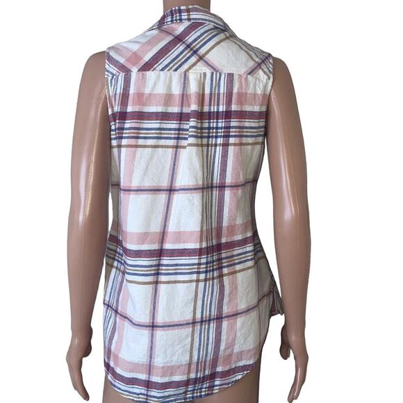 Shyanne western style plaid button up collared sleeveless top SZ M - Picture 4 of 6